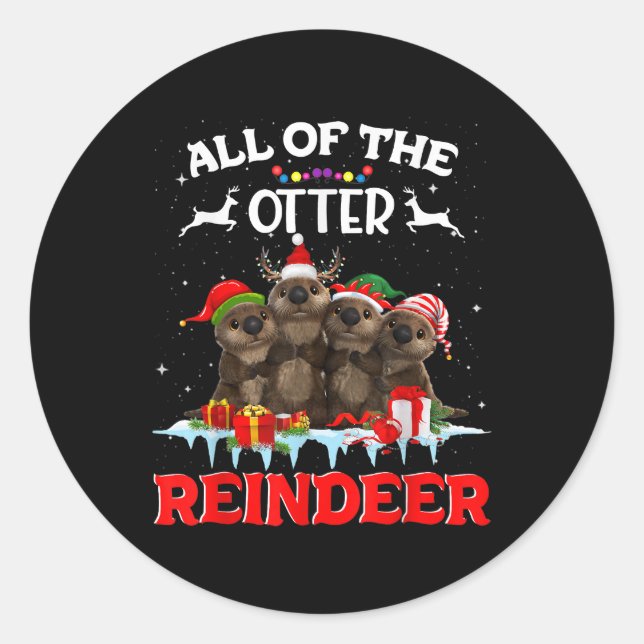 Die ganze schöne Rentierfrischung, andere Weihnach Runder Aufkleber (Vorderseite)