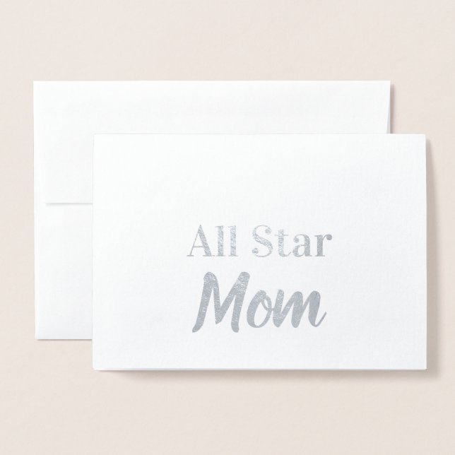 Die ganze Star Mama Frohe Muttertag Silber Folienkarte (Vorderseite mit Umschlag)