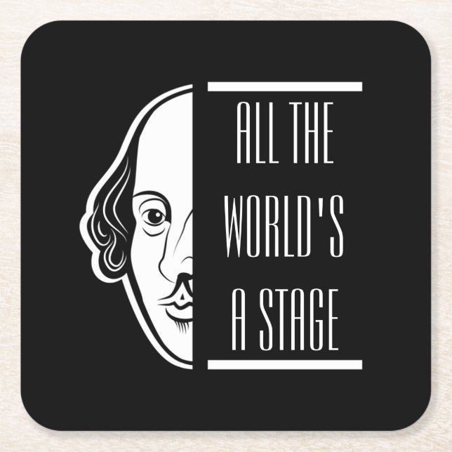 Die ganze Welt ist eine Bühne Shakespeare Zitat Th Rechteckiger Pappuntersetzer (Vorderseite)