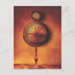 Die ganze Zeit in der Welt Steampunk-Uhr-Globe Postkarte