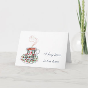 Die ganze Zeit ist Teezeit Tee Slogan Zitat Vintag Karte