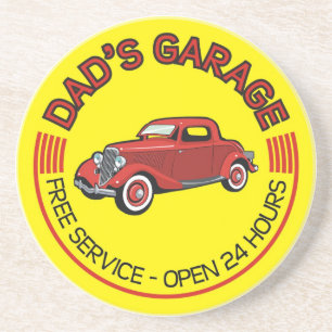 Die Garage des Vaters für Vater, der Autowerkstatt Untersetzer