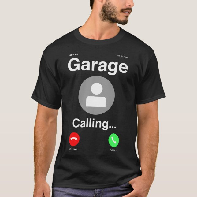 Die Garage ruft Automobil-Auto an T-Shirt (Vorderseite)
