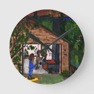 Die Garage Runde Wanduhr