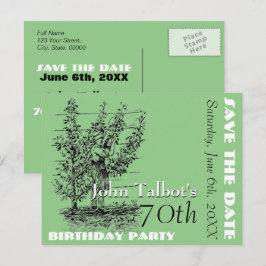 Die Gärtnerin 70. Geburtstagsparty Save the Date Ankündigungspostkarte