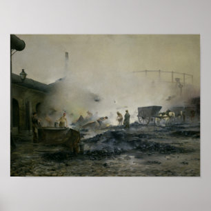 Die Gas-Fabrik bei Courcelles, 1884 Poster