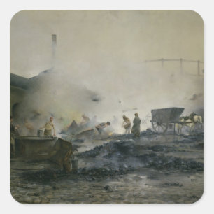 Die Gas-Fabrik bei Courcelles, 1884 Quadratischer Aufkleber