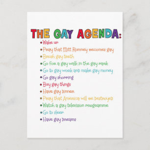 Die "Gay Agenda" Postkarte