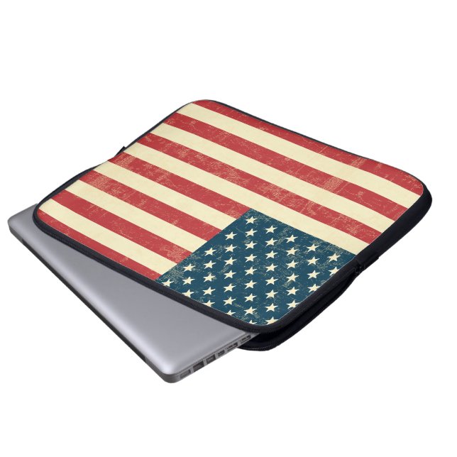 Die gealterte amerikanische Flagge verblaßte Laptopschutzhülle (Vorne Knopf)