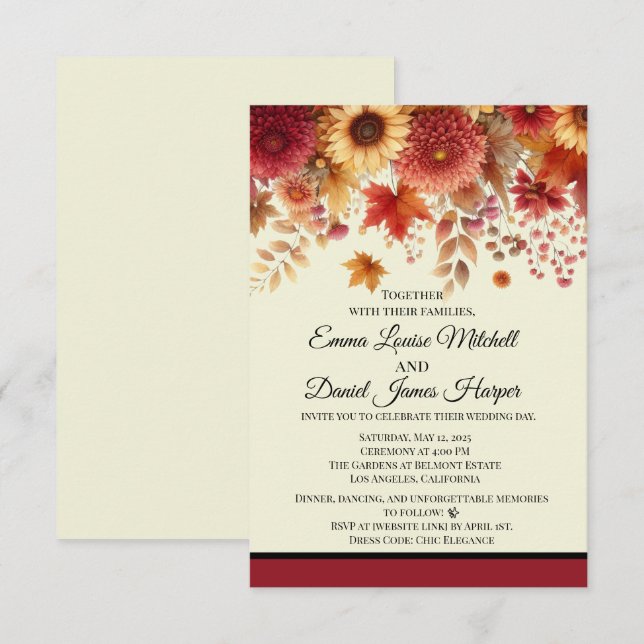 Die Geblüht Blumencreme im Herbst Einladung (Vorne/Hinten)