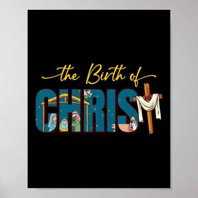 Die Geburt Christi Kreuz religiöse Weihnachten Nat Poster (Vorne)