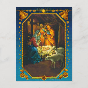 Die Geburt Christi, Maria, Josef und Jesuskind Postkarte