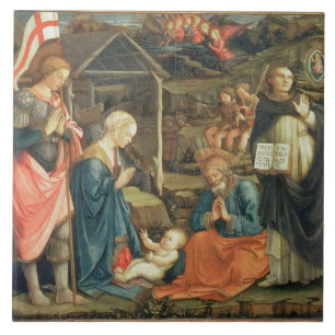 Die Geburt Christi mit SS. Michael und Dominic, Fliese