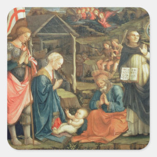 Die Geburt Christi mit SS. Michael und Dominic, Quadratischer Aufkleber