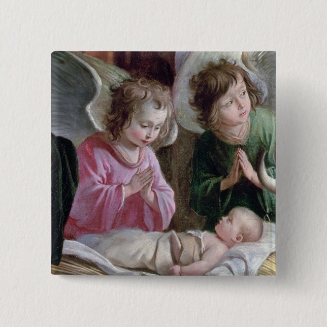 Die Geburt Christi, vom Buxtehude Altar, 1400-10 Button (Vorderseite)