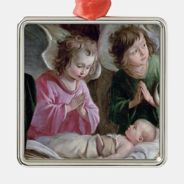 Die Geburt Christi, vom Buxtehude Altar, 1400-10 Silbernes Ornament (Vorne)