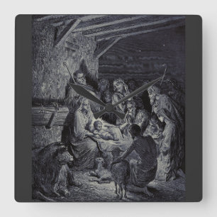 Die Geburt Christi von Gustave Doré Premium-Victor Quadratische Wanduhr
