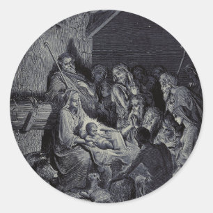 Die Geburt Christi von Gustave Doré Premium-Victor Runder Aufkleber