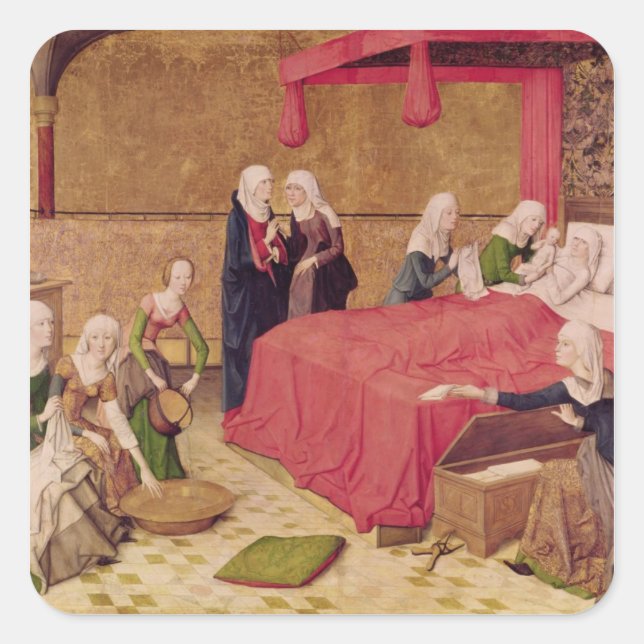 Die Geburt der Jungfrau Quadratischer Aufkleber (Vorderseite)