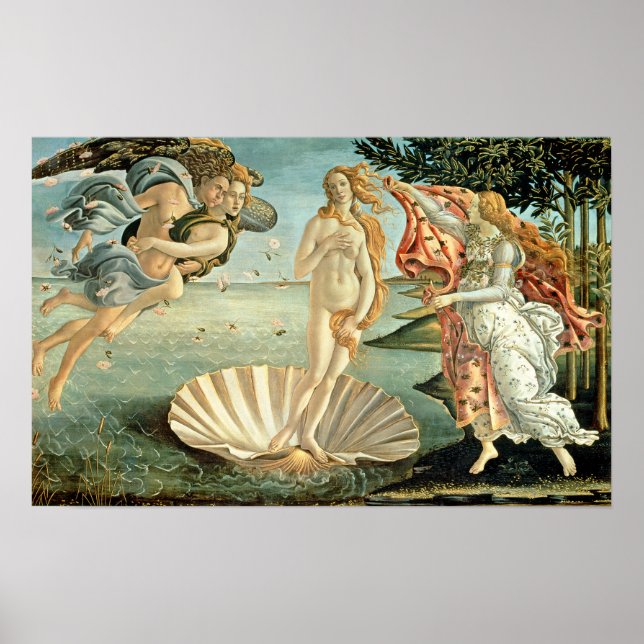 Die Geburt der Venus, c.1485 (Tempera auf der Lein Poster (Vorne)