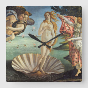 Die Geburt der Venus von Sandro Botticelli Quadratische Wanduhr