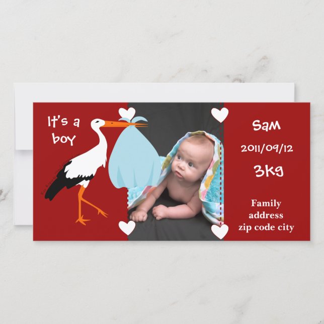Die Geburt des Cigogne It's a boy Ankündigung (Vorderseite)