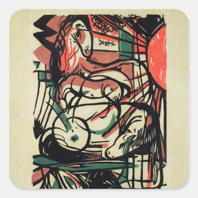 Die Geburt des Pferdes, 1913 Quadratischer Aufkleber (Vorderseite)