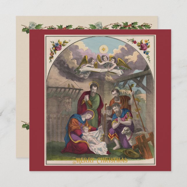 Die Geburt Jesu Christi-Flachkarte Feiertagskarte (Vorne/Hinten)
