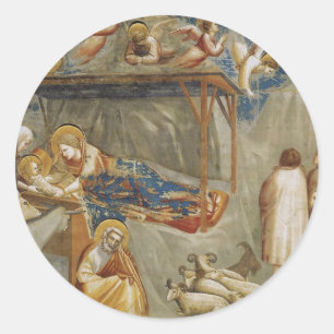 Die Geburt Jesu Christi von Giotto Runder Aufkleber