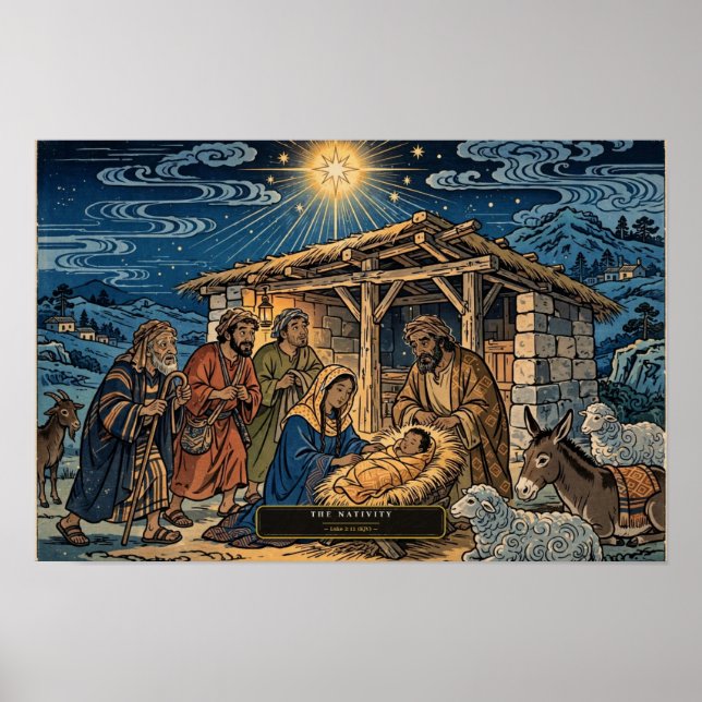 Die Geburt Jesu — Ukiyo-e Poster (Vorne)