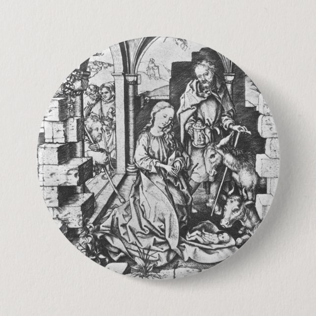 Die Geburt Jesu (von Martin Schongauer) Button (Vorderseite)