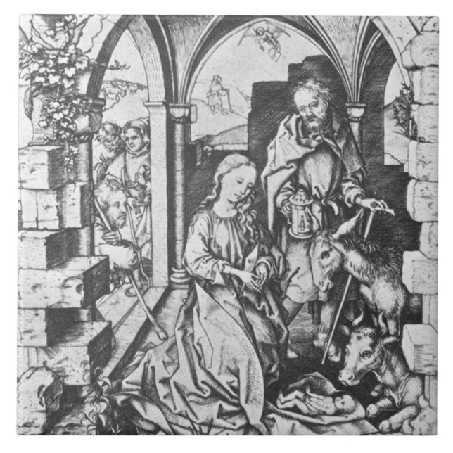 Die Geburt Jesu (von Martin Schongauer) Fliese (Vorderseite)