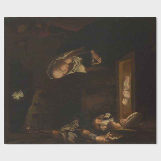 Die Geburt Jesu, Weihnachten, in der Nacht Geschenkpapier (Flach)