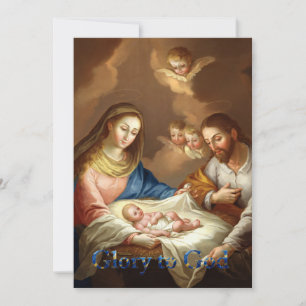 Die Geburt mit Maria, Josef und dem Jesuskind  Feiertagskarte