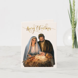 Die Geburt mit Maria, Joseph und dem Baby Jesus Feiertagskarte