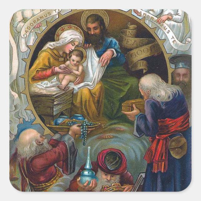 "Die Geburt" Quadratischer Aufkleber (Vorderseite)