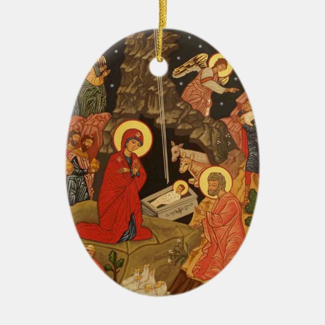 Die Geburt unseres Herrn und Erretters Jesus Chris Keramikornament (Vorne)