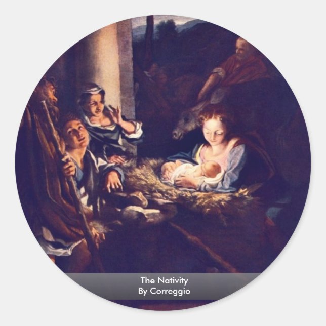 Die Geburt von Correggio Runder Aufkleber (Vorderseite)