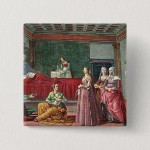 Die Geburt von Johannes der Baptist (Fresko) Button
