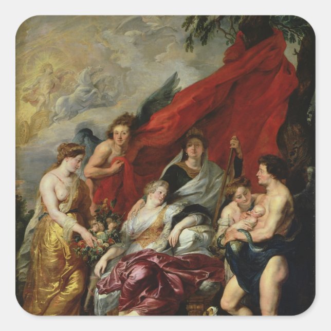 Die Geburt von Louis XIII in Fontainebleau Quadratischer Aufkleber (Vorderseite)