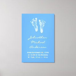 Die Geburtsankündigung von Boy Blue Baby Footprint Leinwanddruck