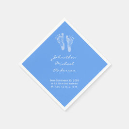 Die Geburtsankündigung von Boy Blue Baby Footprint Serviette