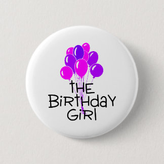 Die Geburtstags-Mädchen-Rosa-lila Ballone Button