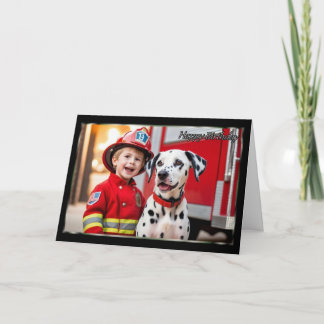 Die Geburtstagskarte des jungen Feuerwehrmanns und Karte