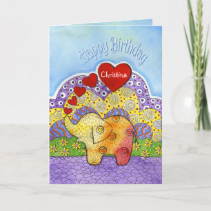 Die Geburtstagskarte des Whimsical Elephant Child Karte
