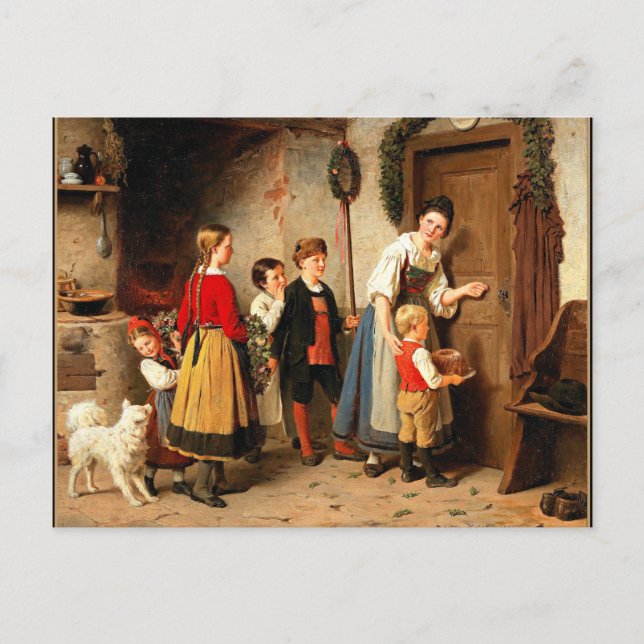 Die Geburtstagskuche, Vintage Kunstmalerei Postkarte (Vorderseite)