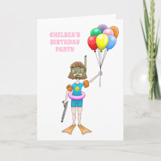 Die Geburtstagsparty der Scuba Diver Girl Einladung