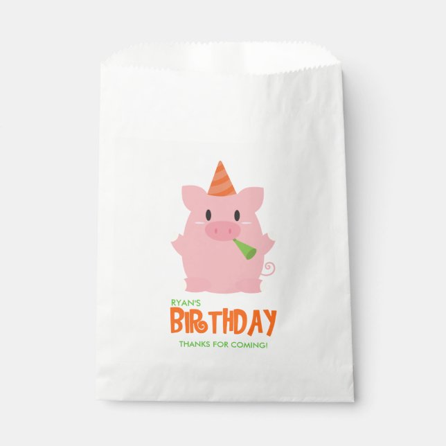 Die Geburtstagsparty von Pig Kid Geschenktütchen (Vorderseite)