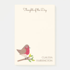 Die Gedanken des handIllustrierten Robin-Frühlings Post-it Klebezettel