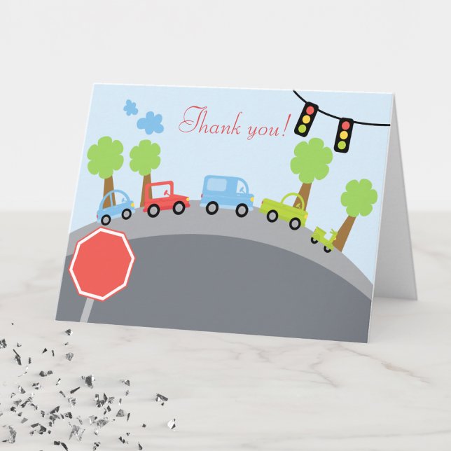 Die gefalteten Summen-Summen-Autos danken Ihnen Dankeskarte (Transportation Thank You Note Card)